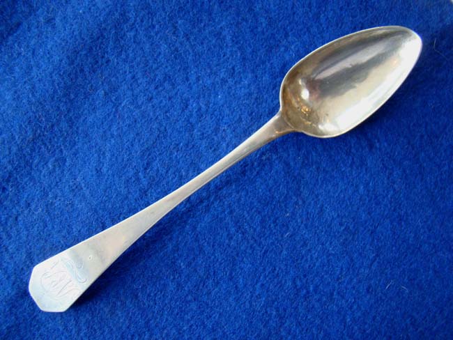 An American Silver Teaspoon with coffin shaped end, maker's mark 'AS,' circa 1790